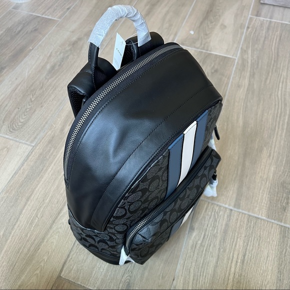 Coach West Backpack In Signature Canvas With Varsity Stripe - Picture 6 of 11